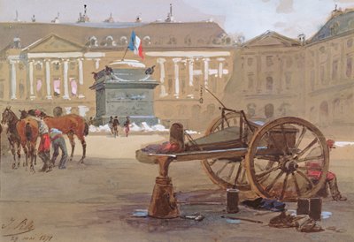 De gevallen kolom, Place Vendôme, Parijs, 29 mei 1871 door Isidore Pils